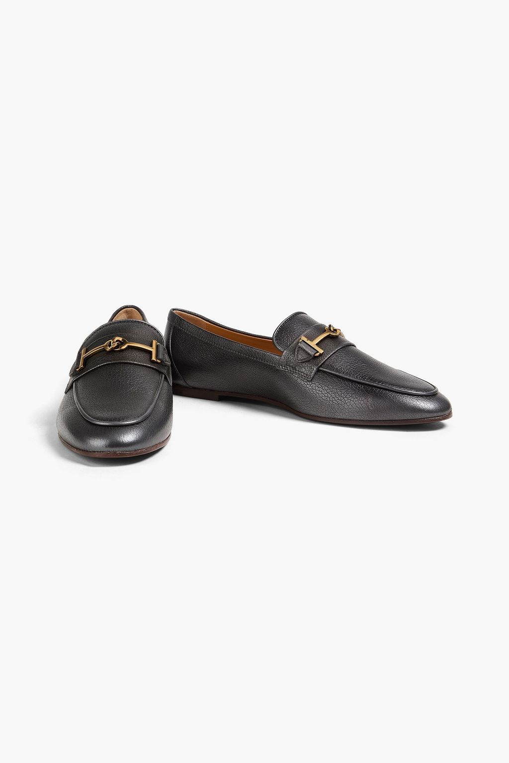 TOD'S Double T pebbled-leather loafers