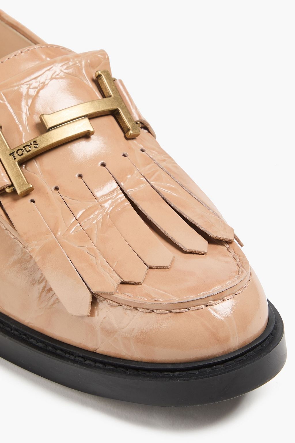 TOD'S Double T croc-effect leather loafers