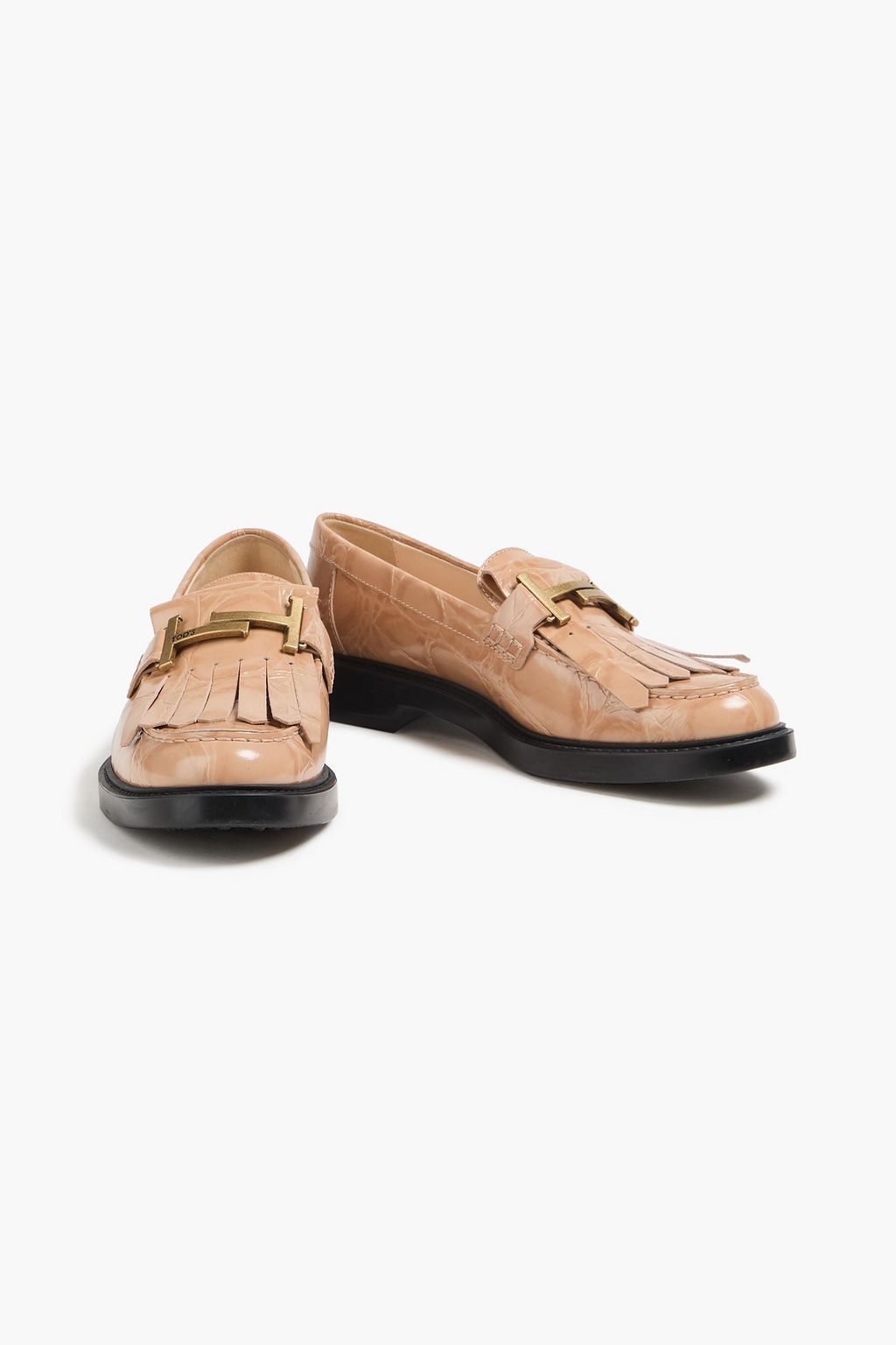 TOD'S Double T croc-effect leather loafers