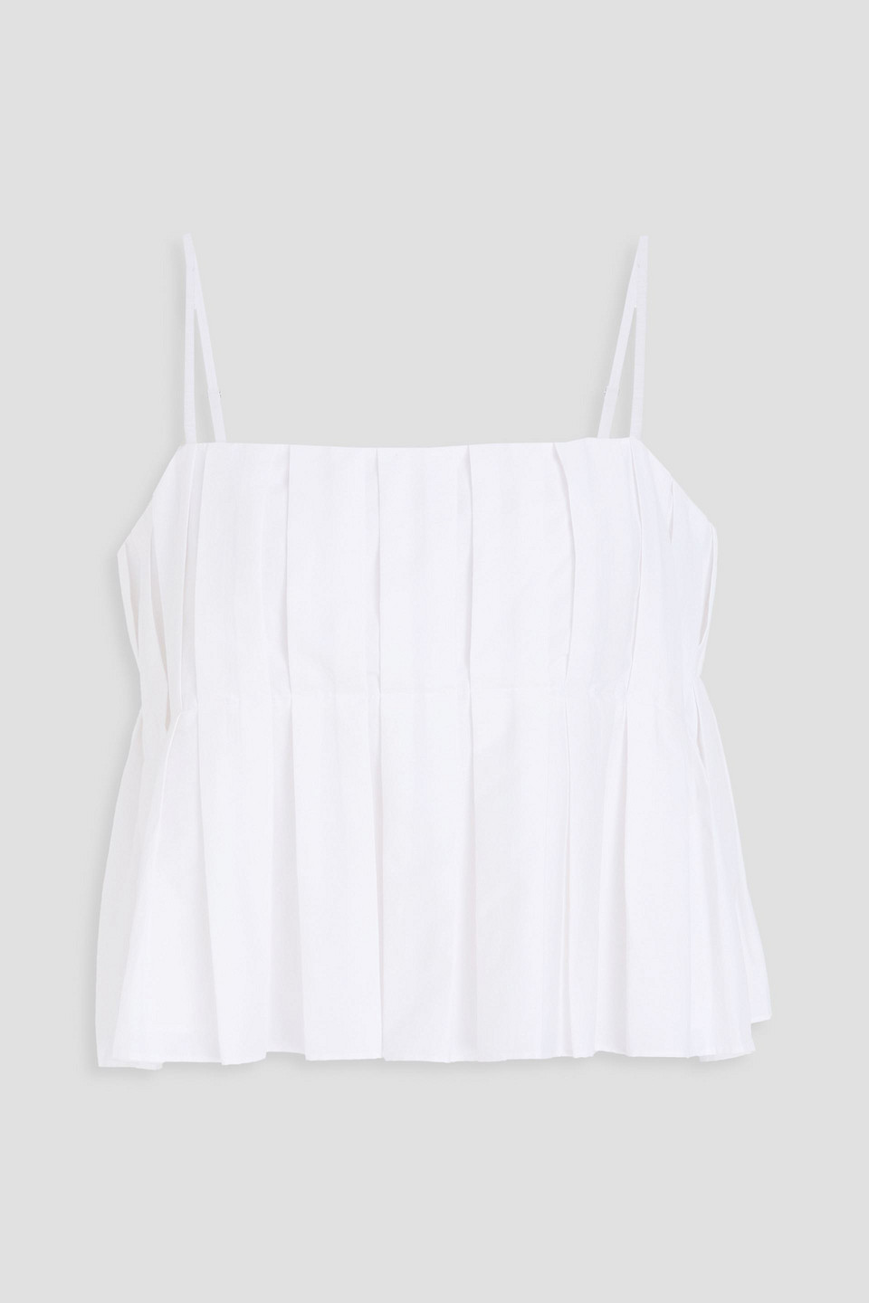 theory - pleated cotton-blend poplin top - white - m