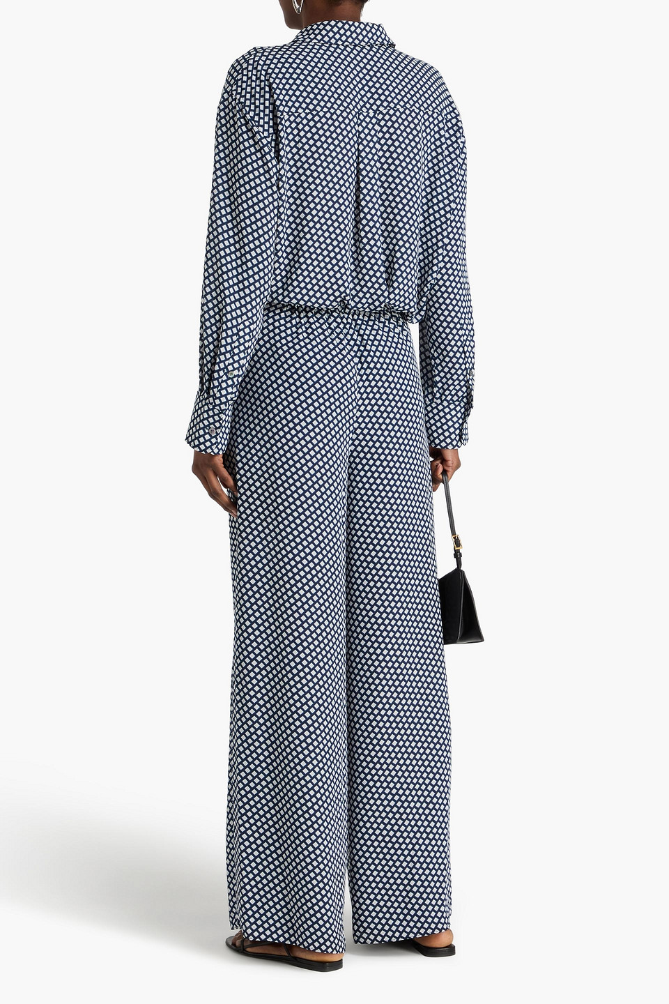  Theory - Printed Crepe Shirt - Blue - M 