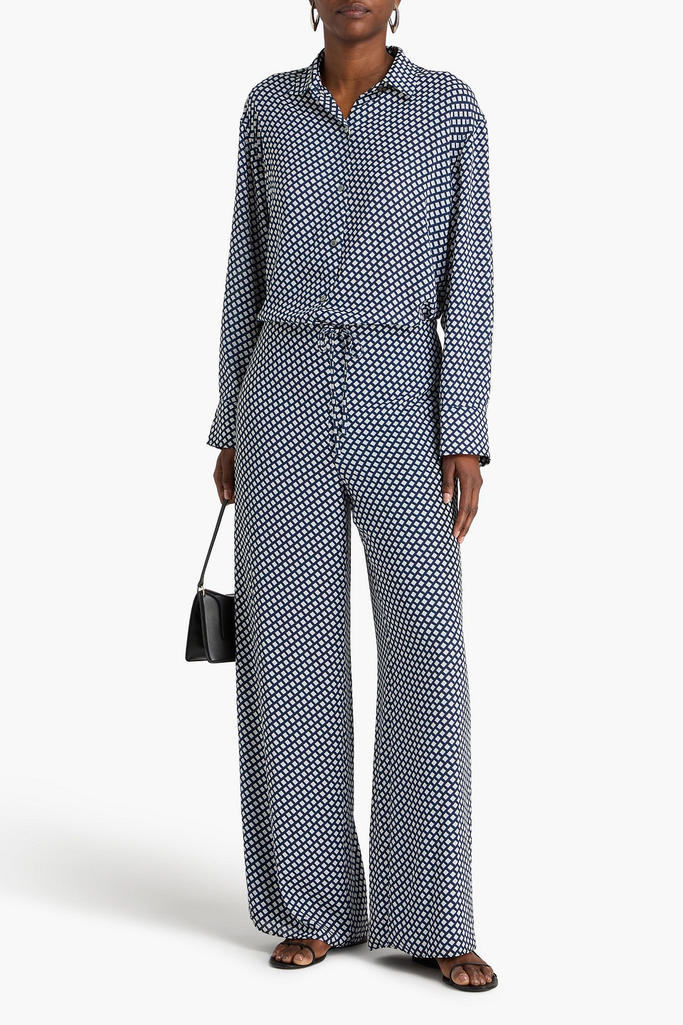  Theory - Printed Crepe Shirt - Blue - M 
