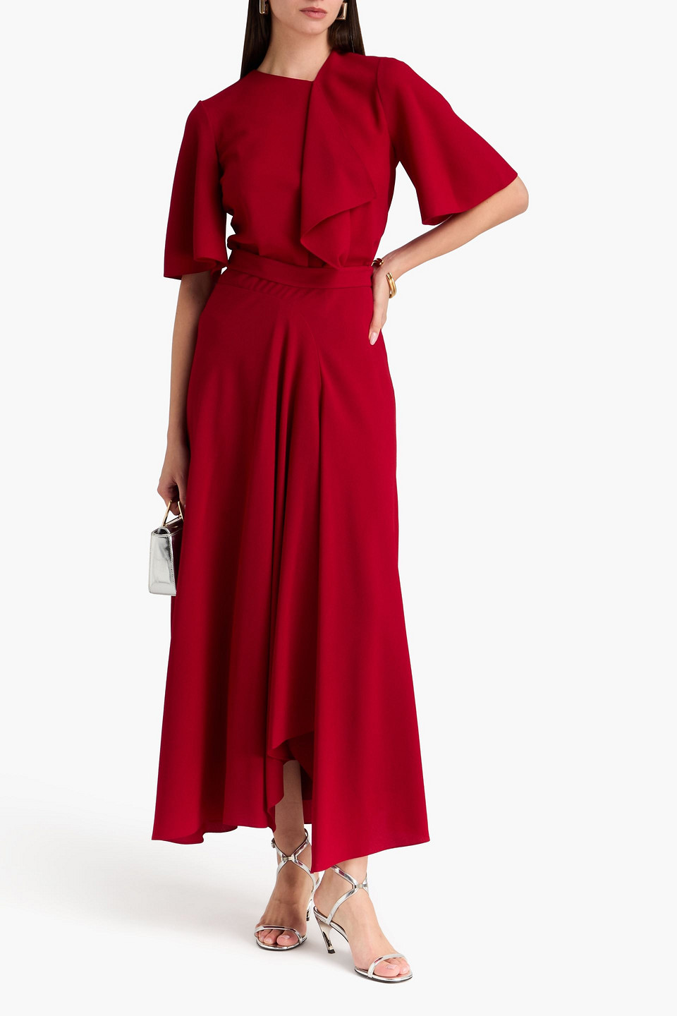  Roksanda - Asha Asymmetric Crepe Maxi Skirt - Red - Uk 6 