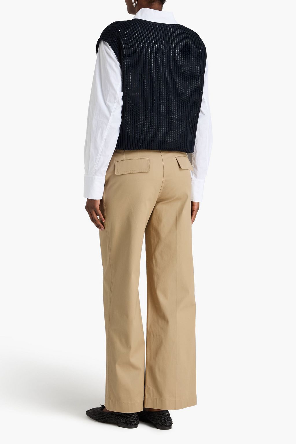 THEORY Cotton-blend twill wide-leg pants