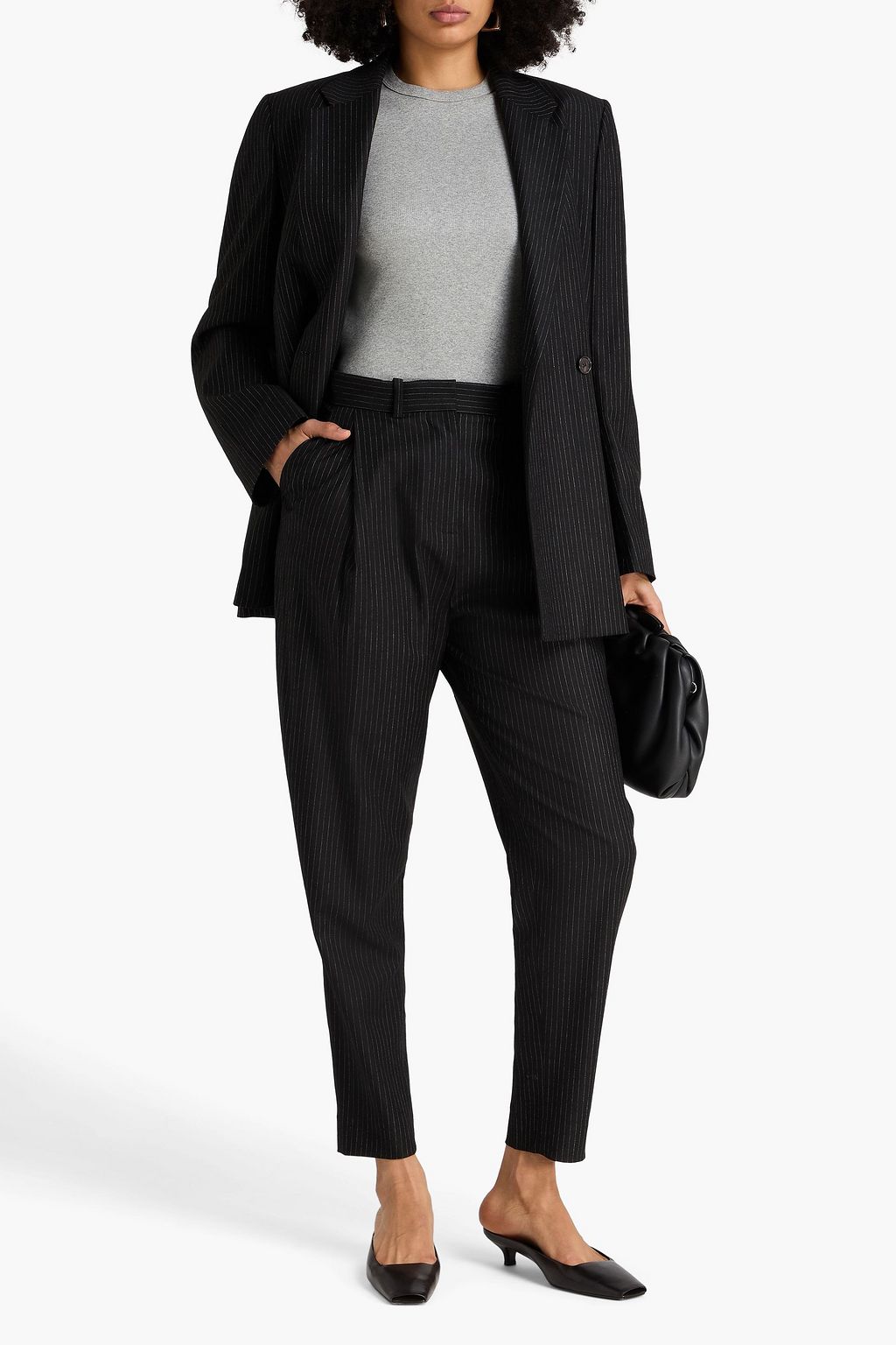 TOTEME Pinstriped twill tapered pants