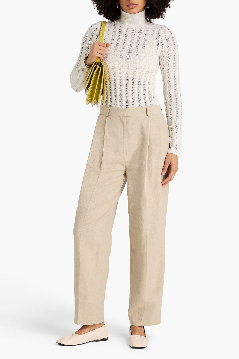  Totême - Distressed Silk Turtleneck Sweater - White - Xxs 