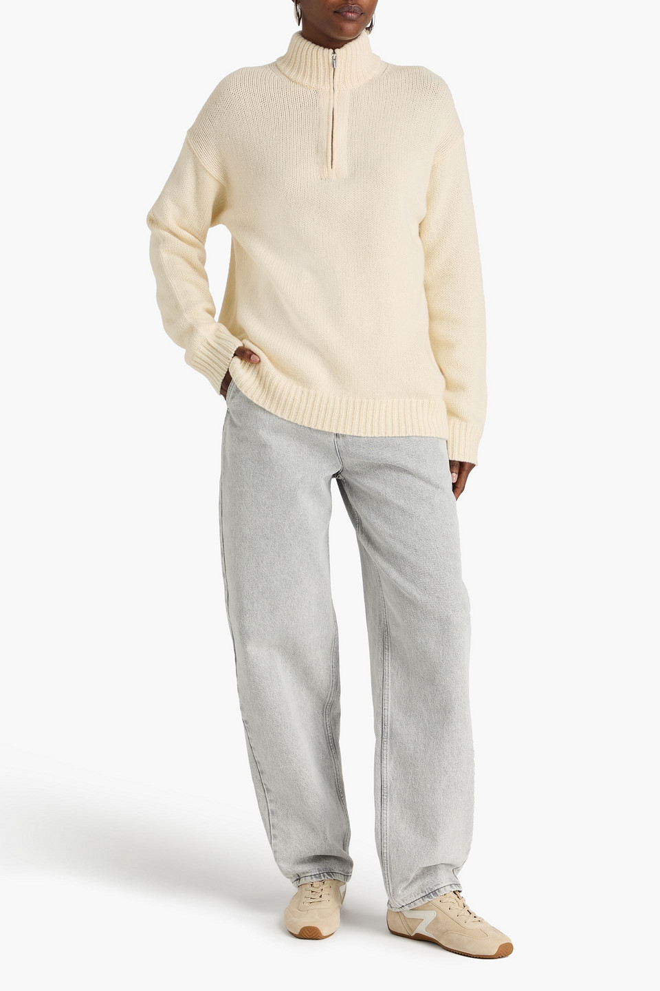 Theory - Pullover Aus Einer Woll-kaschmirmischung Mit Halblangem Reißverschluss - Weiß - Xs 