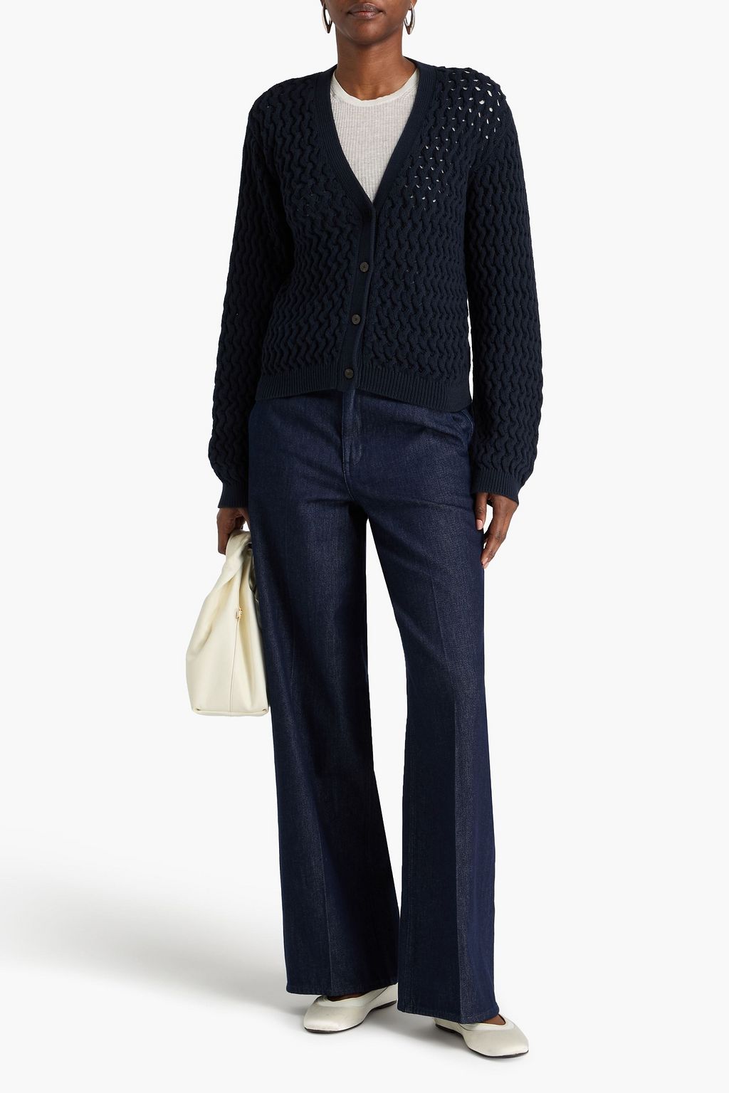 THEORY Cable-knit cotton-blend cardigan