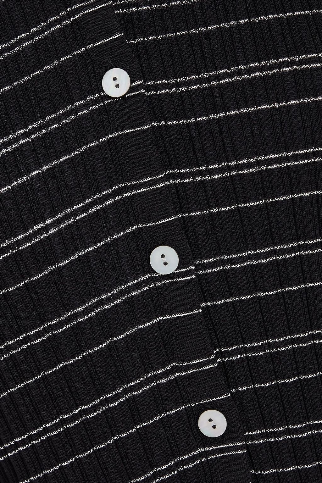 THEORY Striped ribbed cotton-blend hooded cardigan