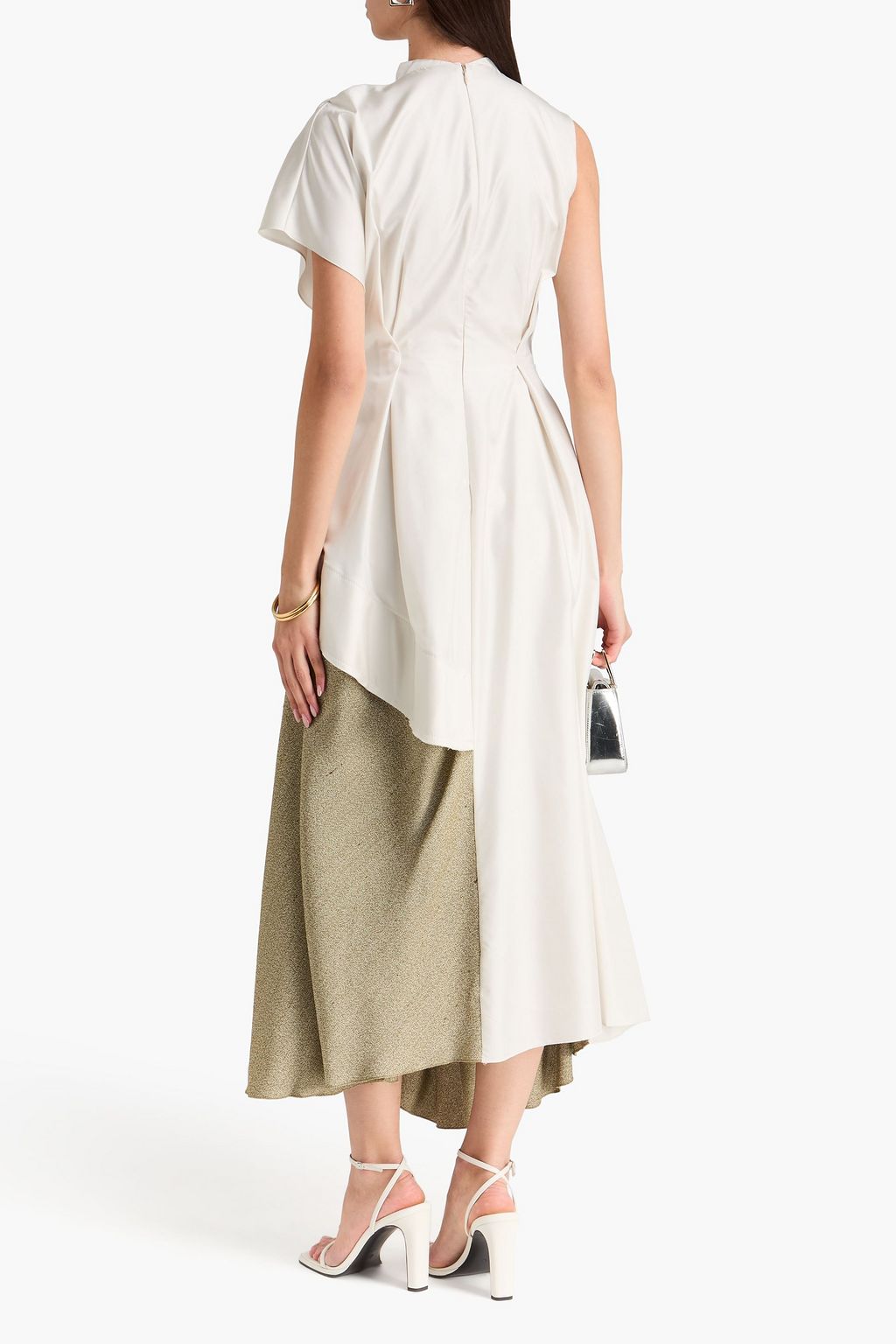 ROKSANDA Meena draped silk-dupioni and crepe maxi dress