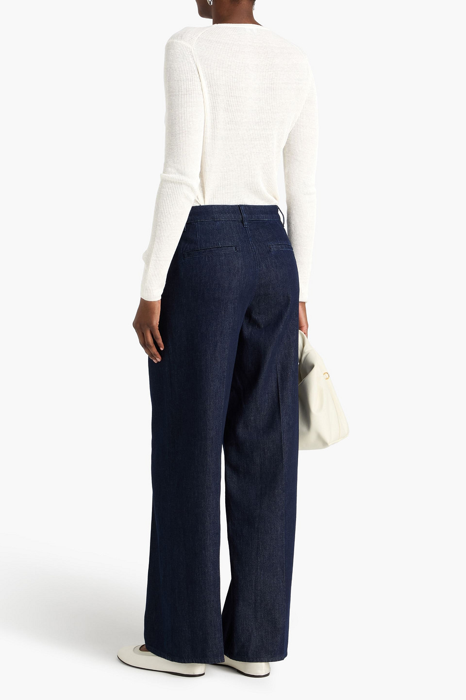  Theory - Ribbed Linen-blend Top - Weiß - S 