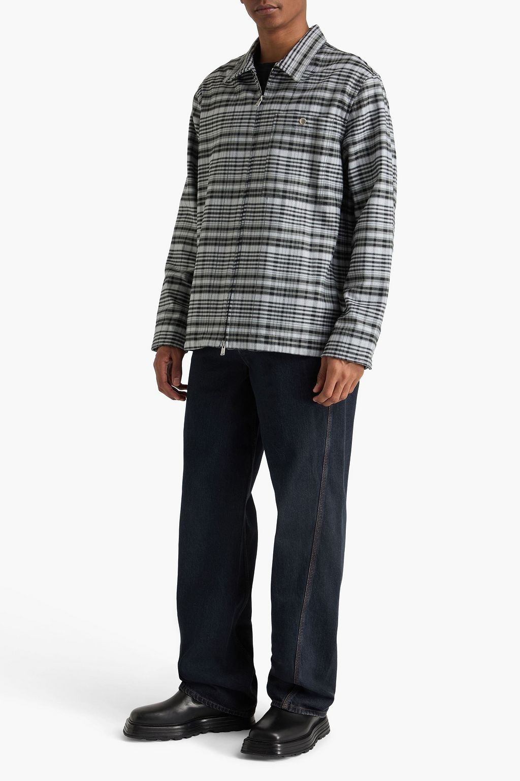 LANVIN Checked cotton and wool-blend overshirt