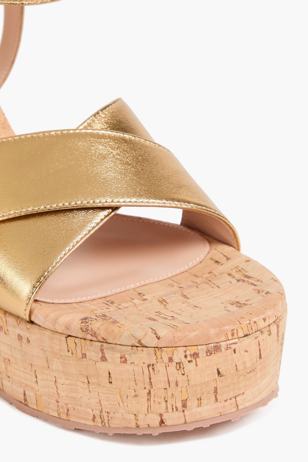 GIANVITO ROSSI صندل بكعب ويدج من الجلد بلون معدني