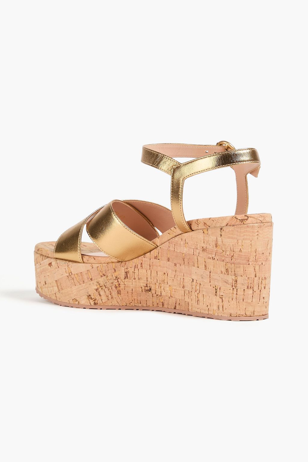 GIANVITO ROSSI صندل بكعب ويدج من الجلد بلون معدني