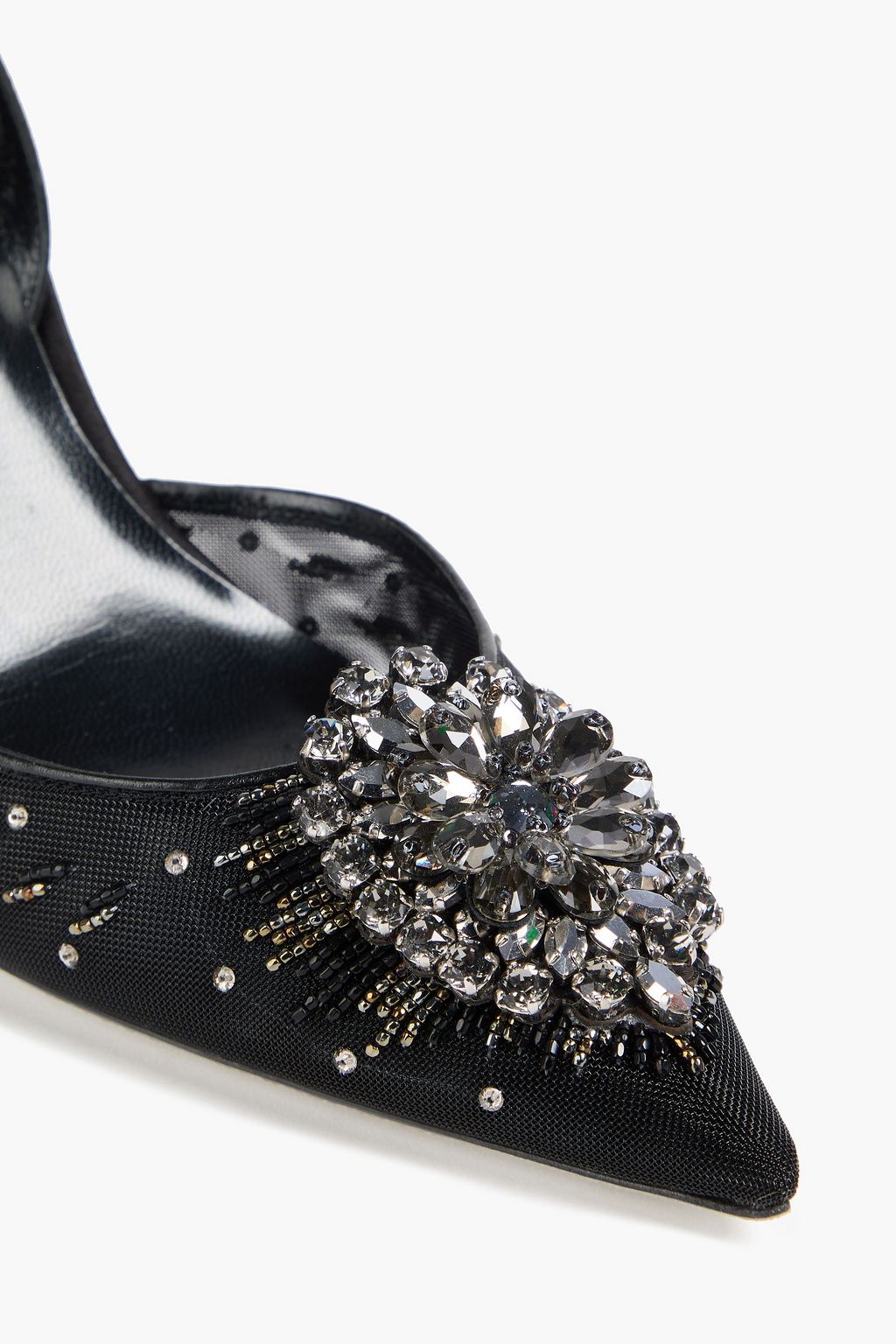 RENE' CAOVILLA Barbara embellished satin slingback pumps