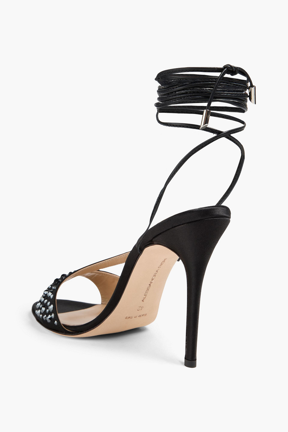  Alessandra Rich - Crystal-embellished Satin Sandals - Black - Eu 37 