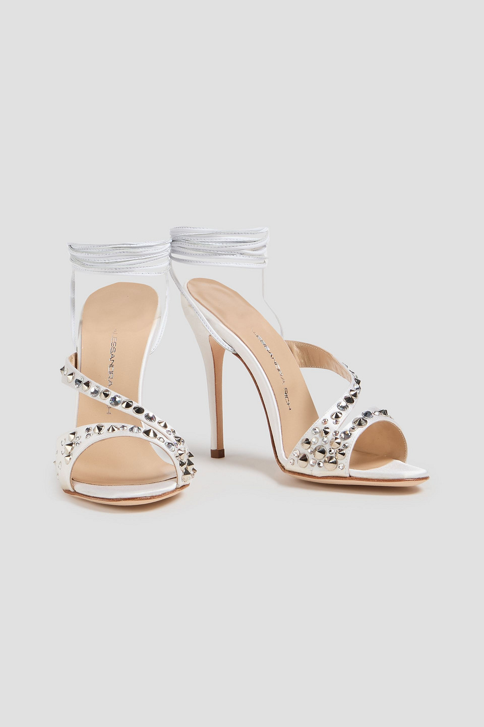  Alessandra Rich - Embellished Satin Sandals - White - Eu 37 