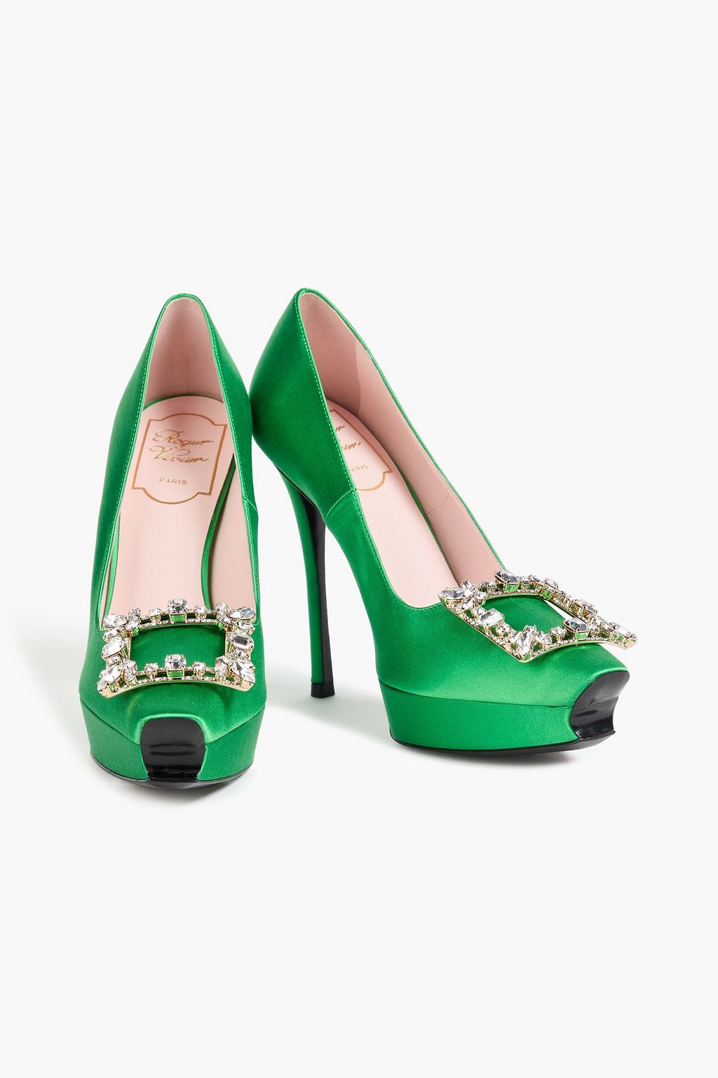 ROGER VIVIER Embellished satin platform pumps