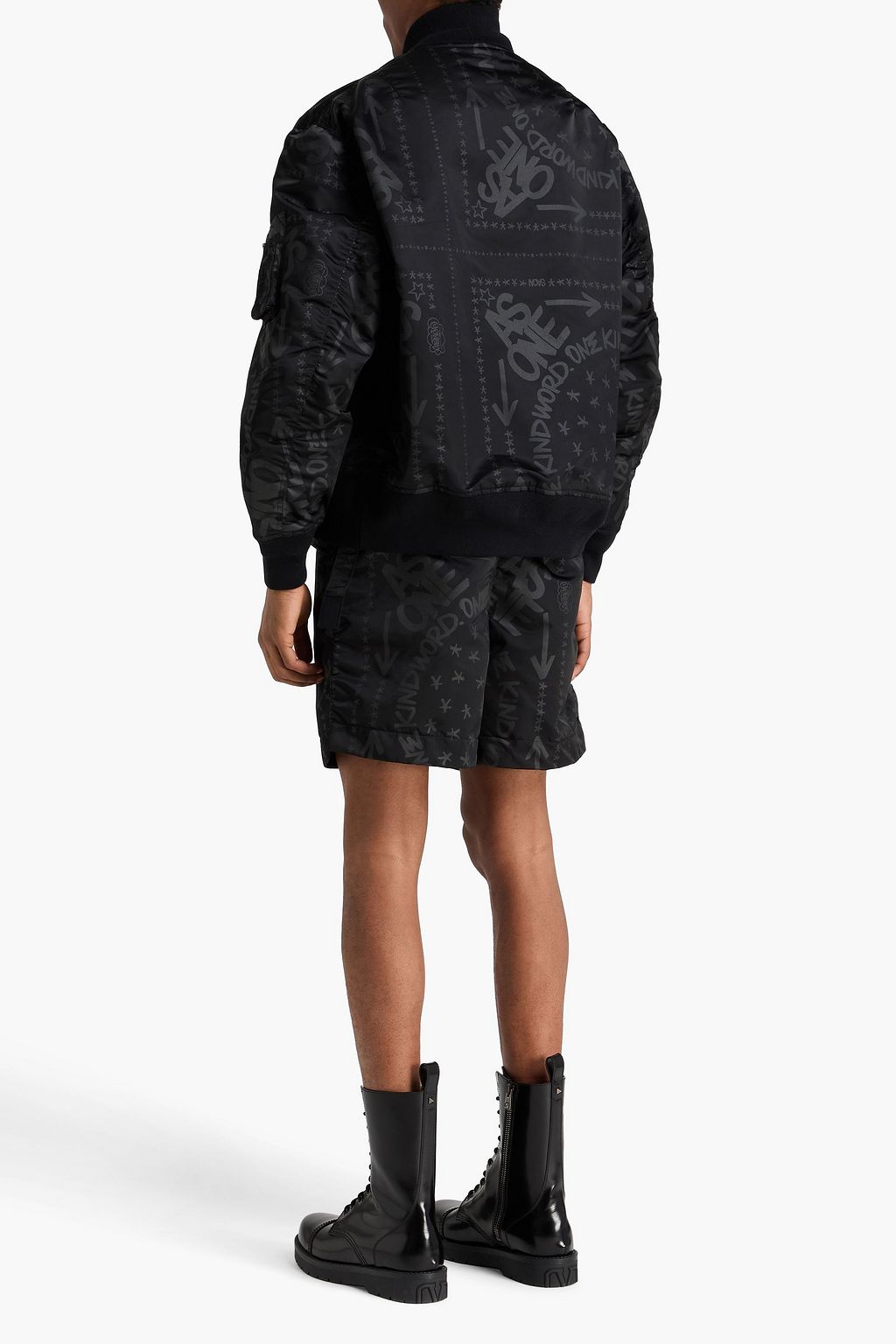 SACAI Printed cotton-blend shell bomber jacket