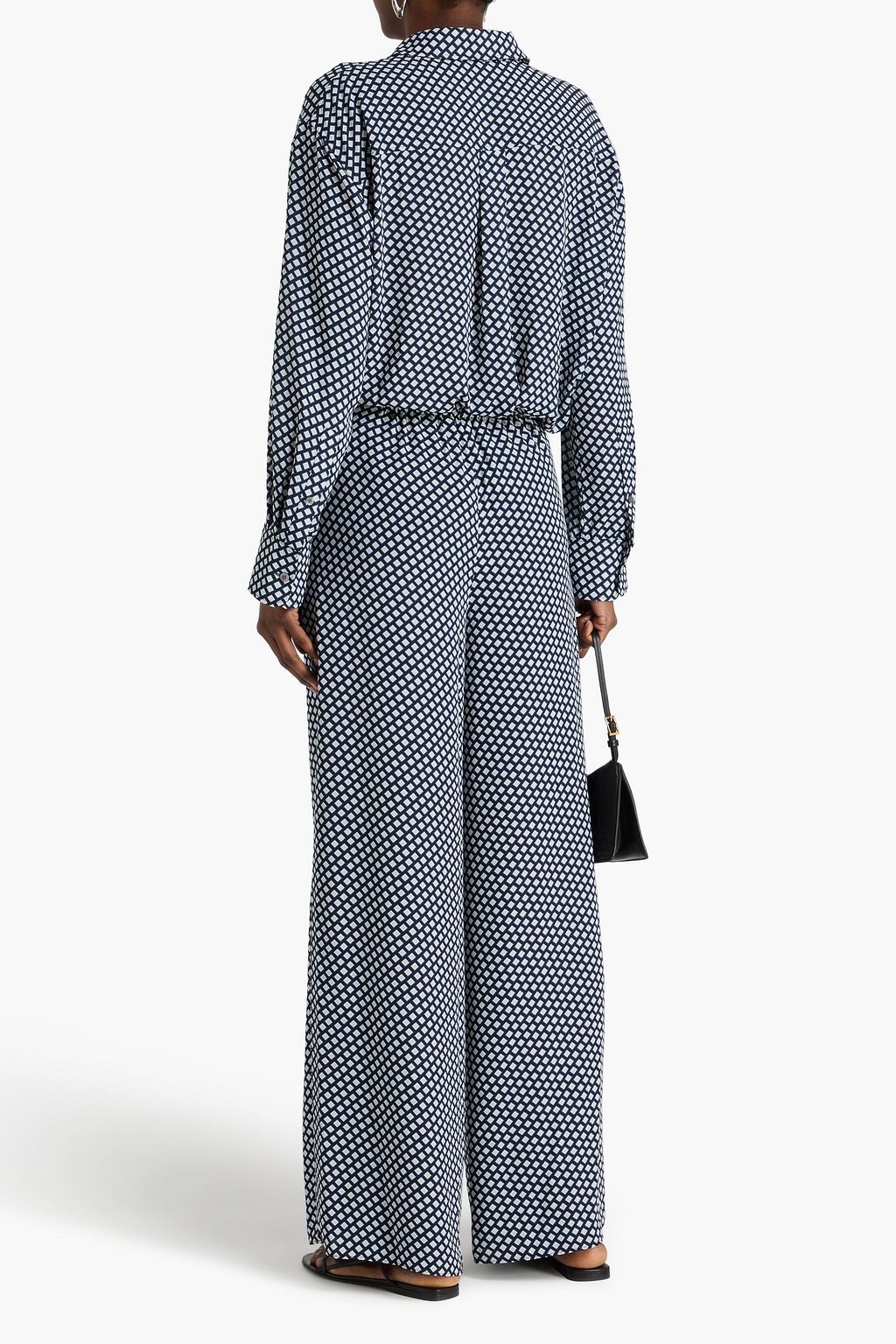 THEORY Printed crepe wide-leg pants