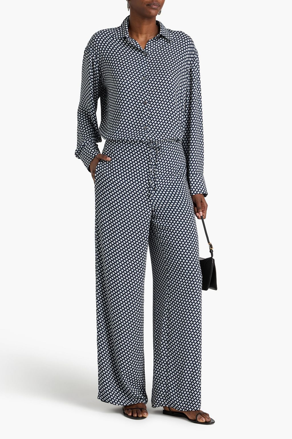 THEORY Printed crepe wide-leg pants