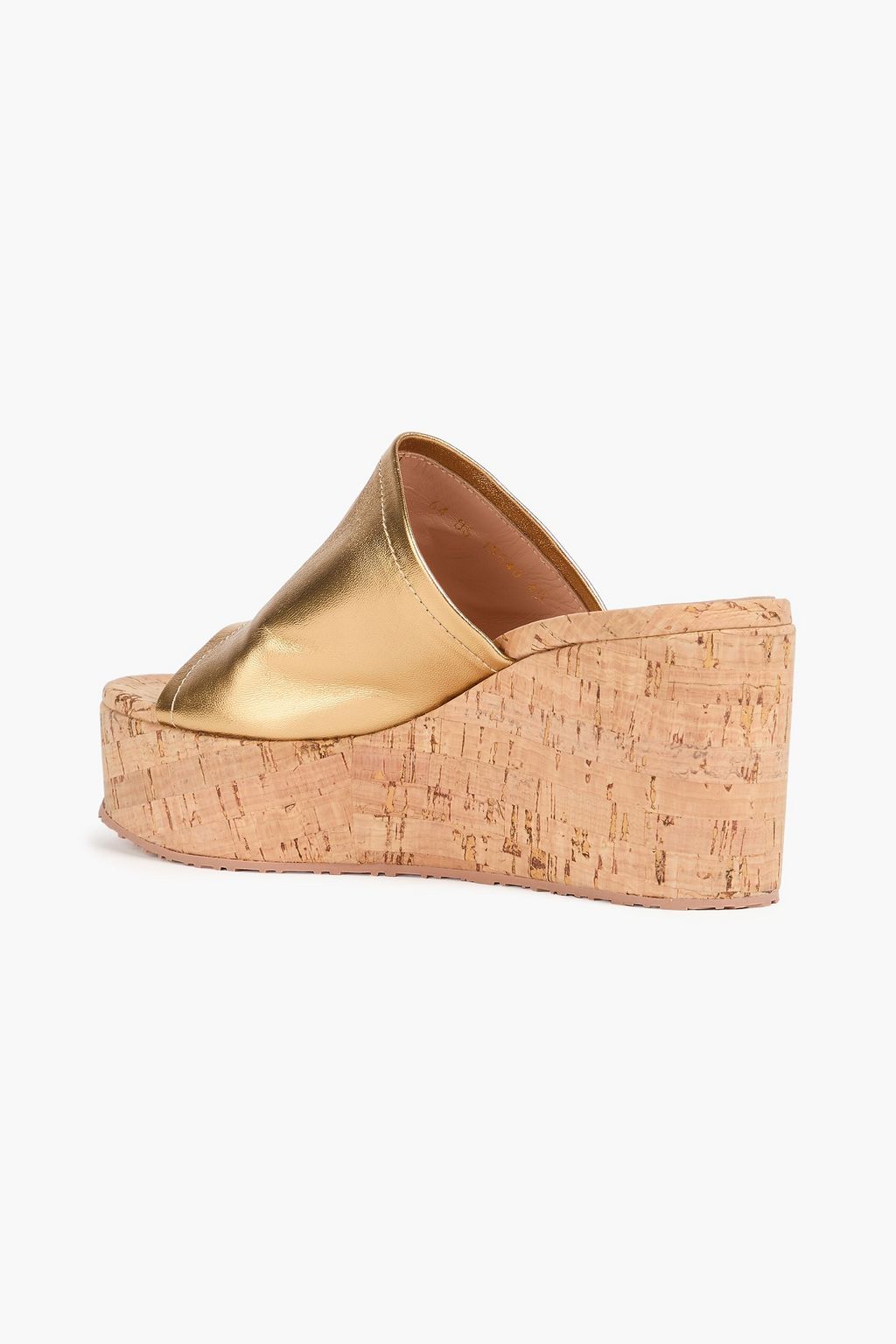 GIANVITO ROSSI حذاء ميول بكعب ويدج من الجلد بلون معدني