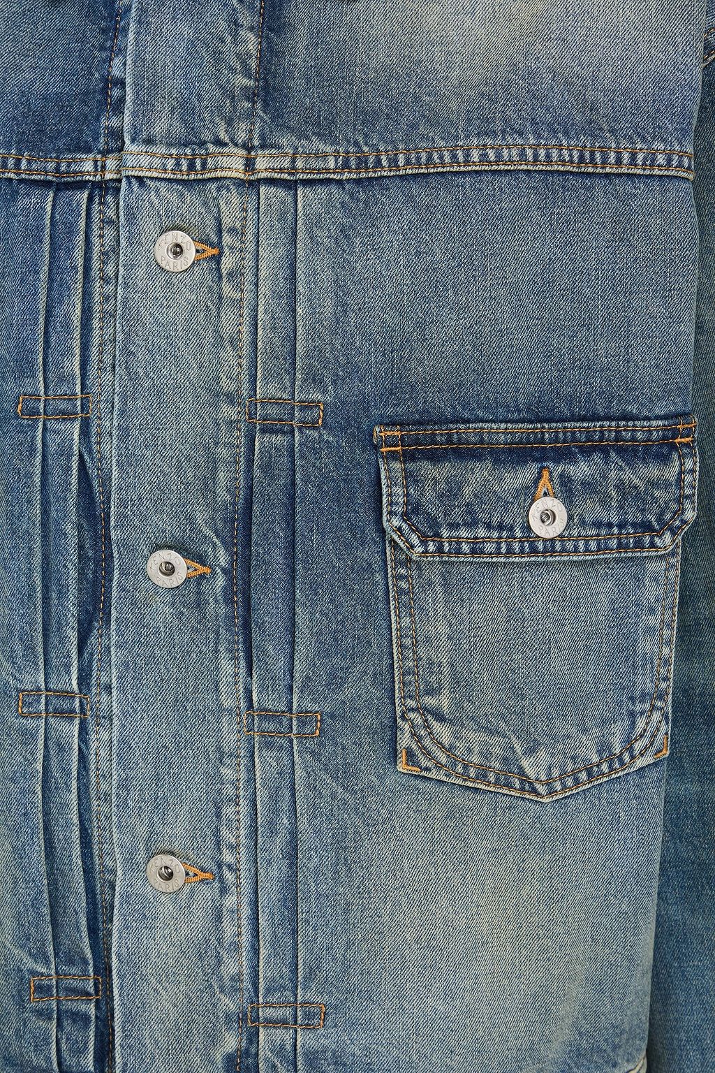 KENZO Pintucked faded denim jacket