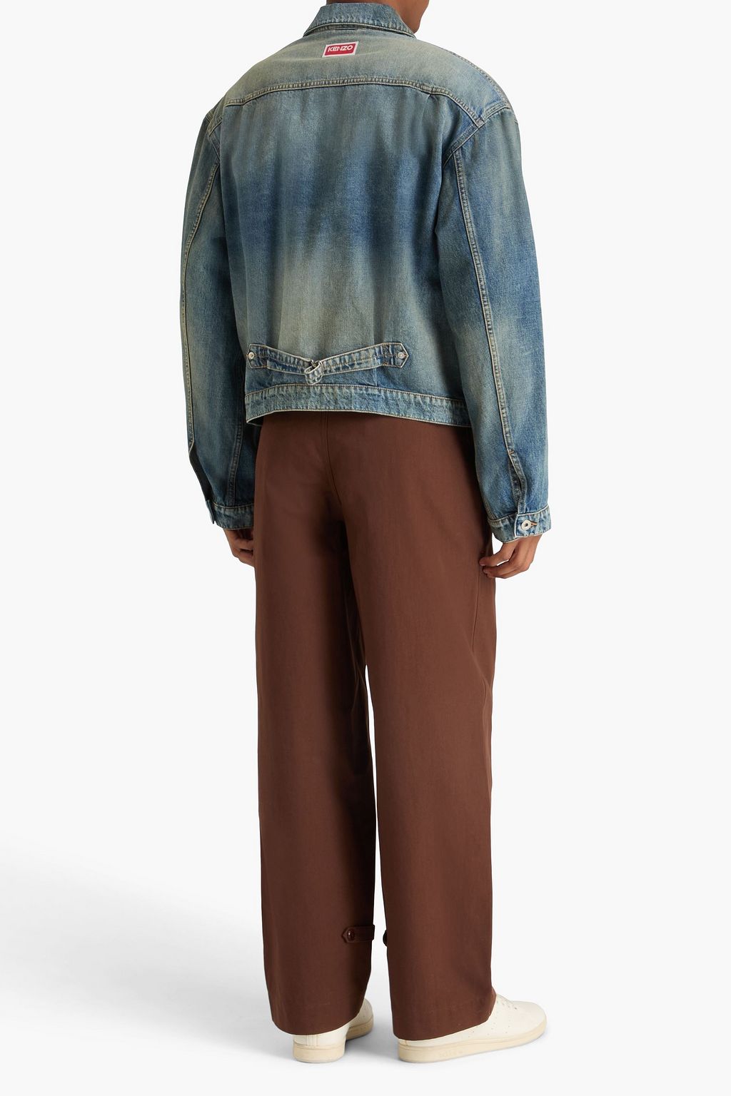 KENZO Pintucked faded denim jacket