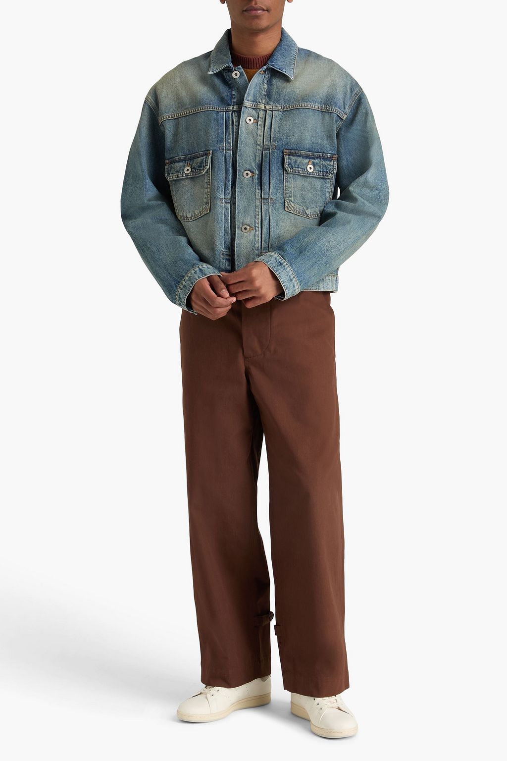 KENZO Pintucked faded denim jacket
