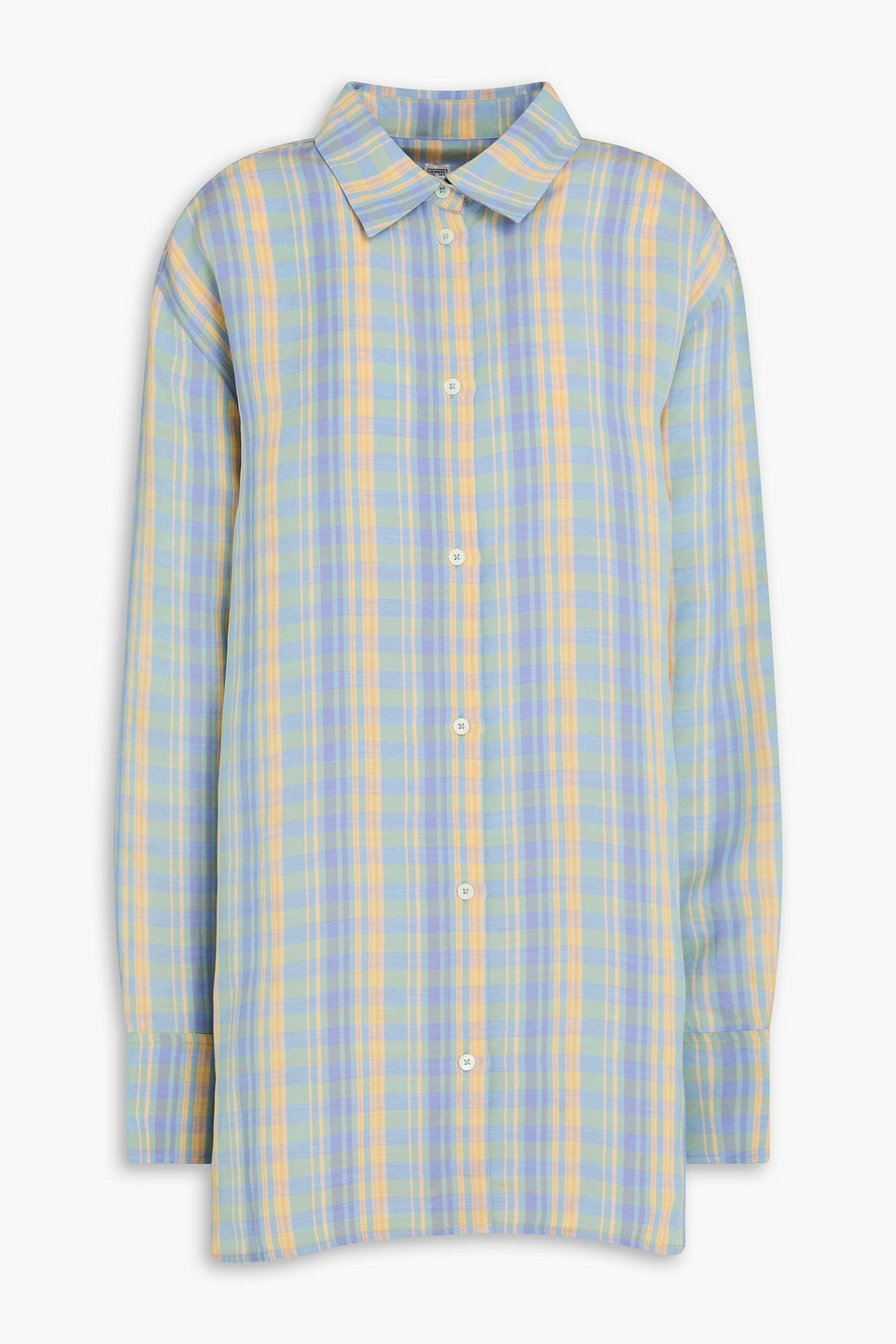 toteme - gingham linen-blend shirt - blue - eu 40
