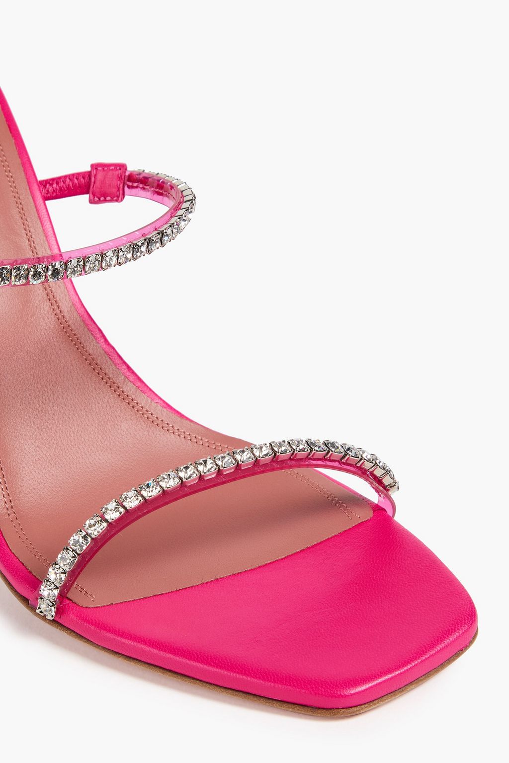 AMINA MUADDI حذاء ميول "جيلدا" من البلاستيك الشفاف مزين بالكريستال