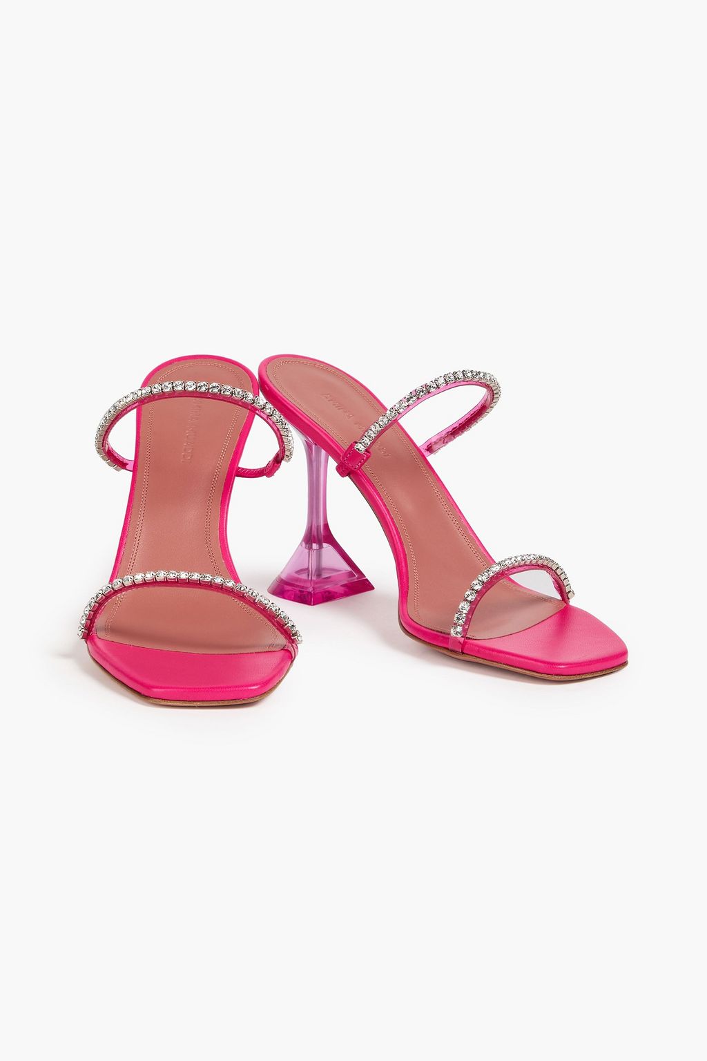 AMINA MUADDI حذاء ميول "جيلدا" من البلاستيك الشفاف مزين بالكريستال