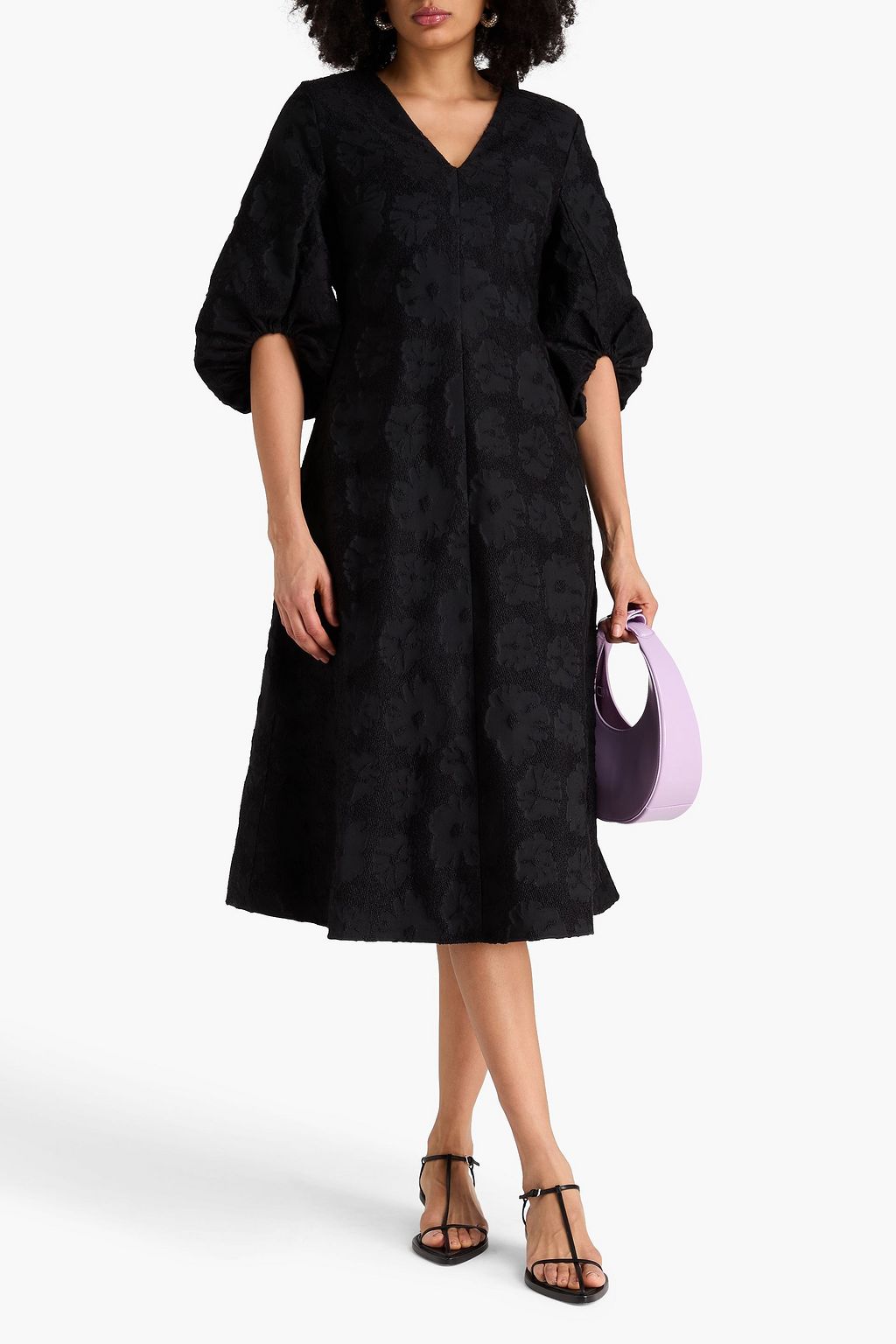 STINE GOYA Cutout floral-jacquard midi dress