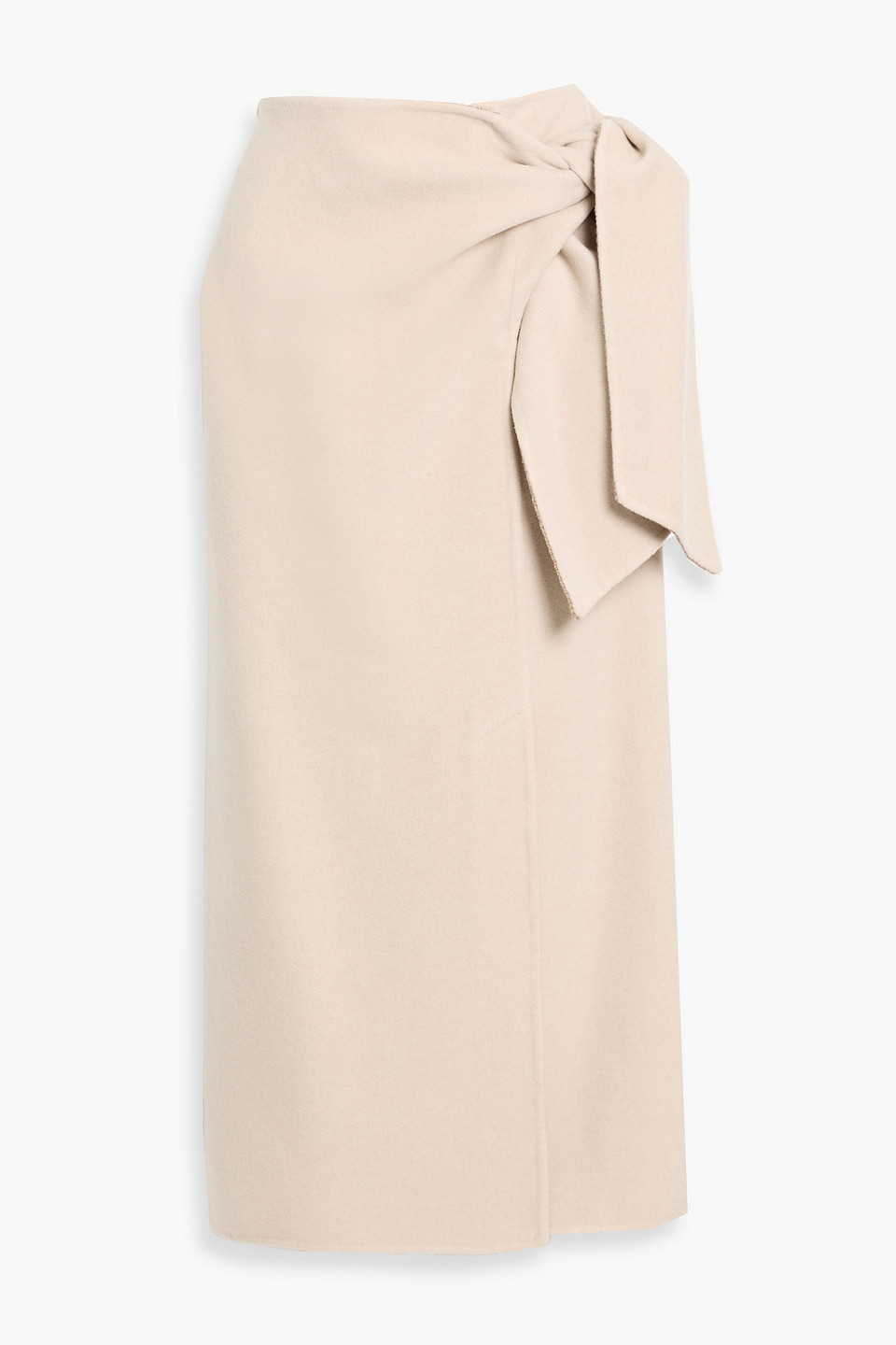 Max Mara Zuppa Wrap-effect Wool And Cashmere-blend Felt Midi Skirt In Neutral