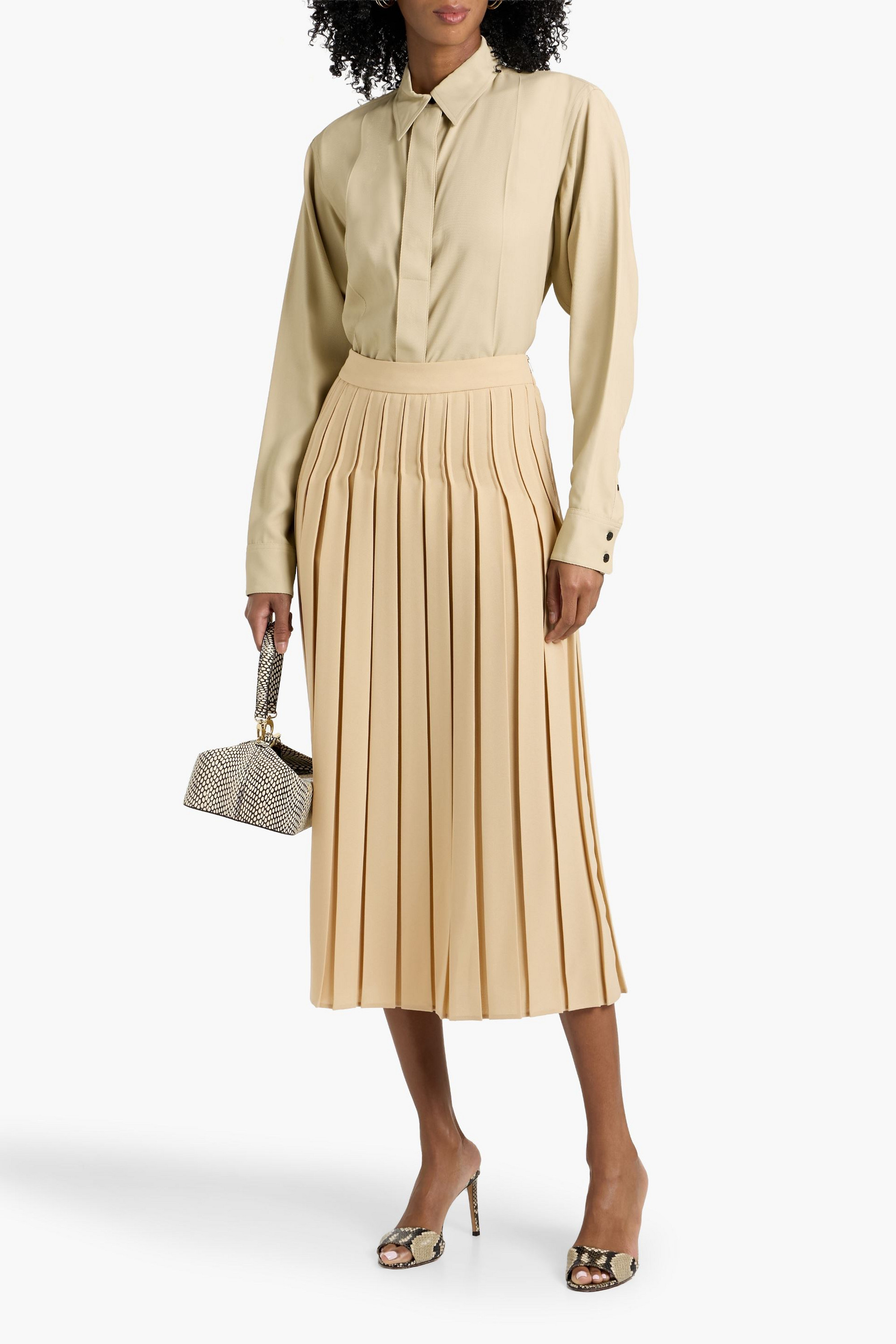 Max Mara Luisa pleated crepe midi skirt