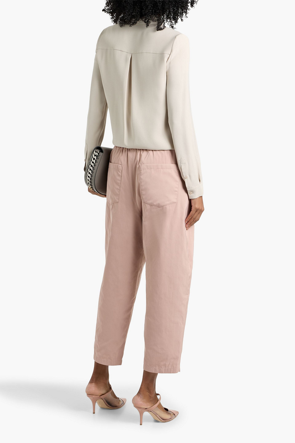 Max Mara Candore Cropped Twill Tapered Pants In Pink