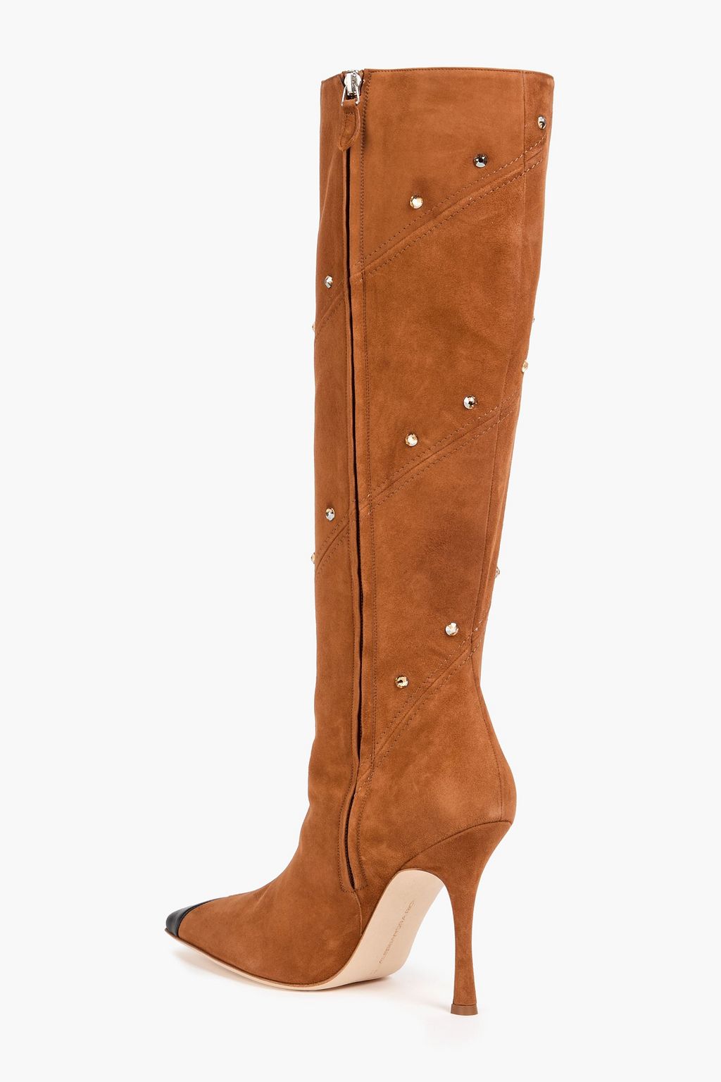 ALESSANDRA RICH Crystal-embellished suede knee boots