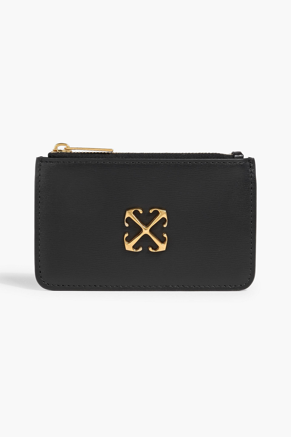 Off-white Jitney Leather Cardholder In Black