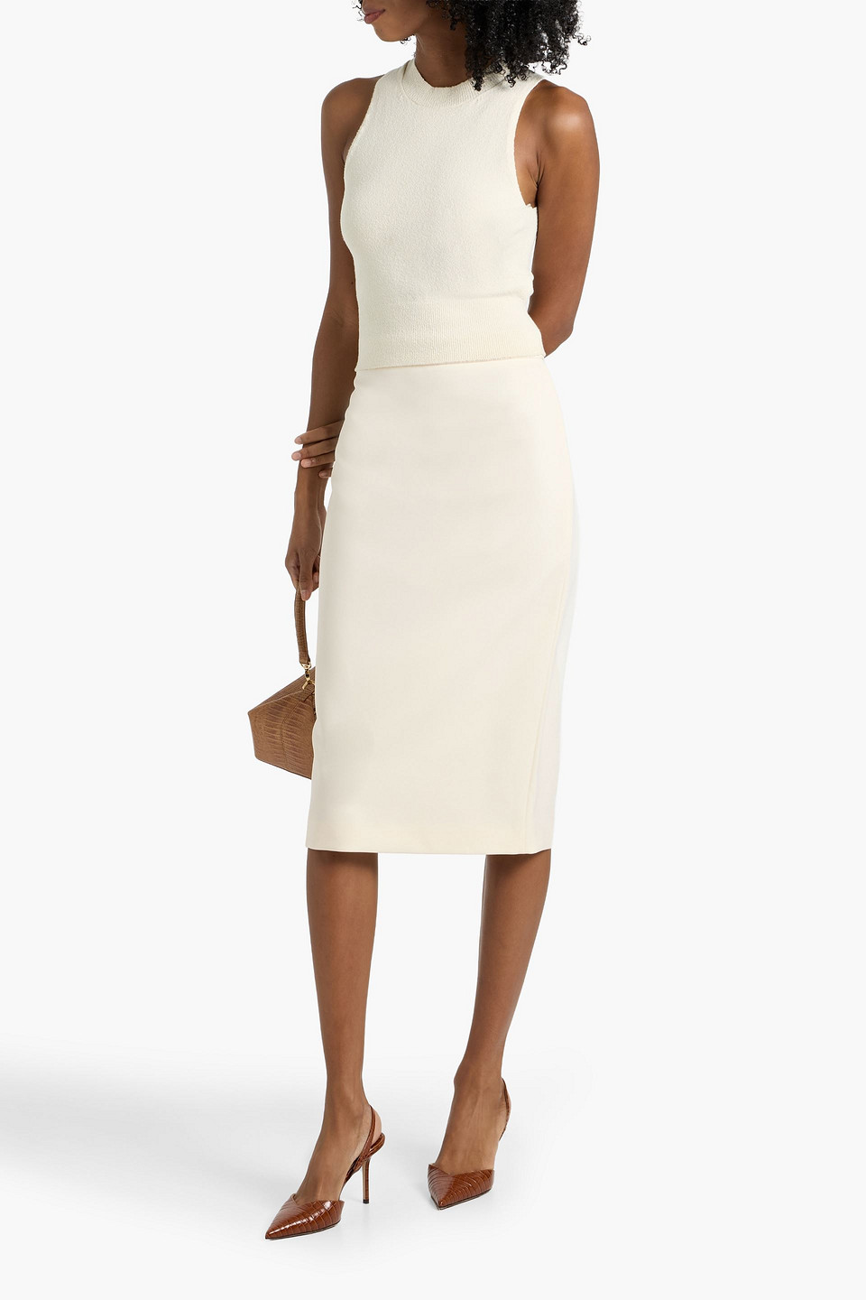 Max Mara Lubiana Crepe Pencil Skirt In Gray