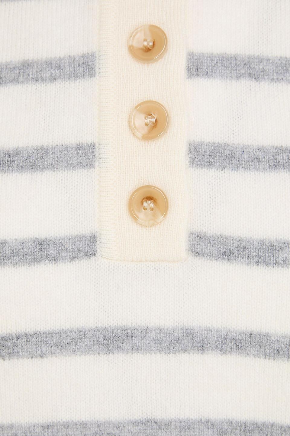 Veronica Beard Brandt Striped Cashmere Polo Sweater In White