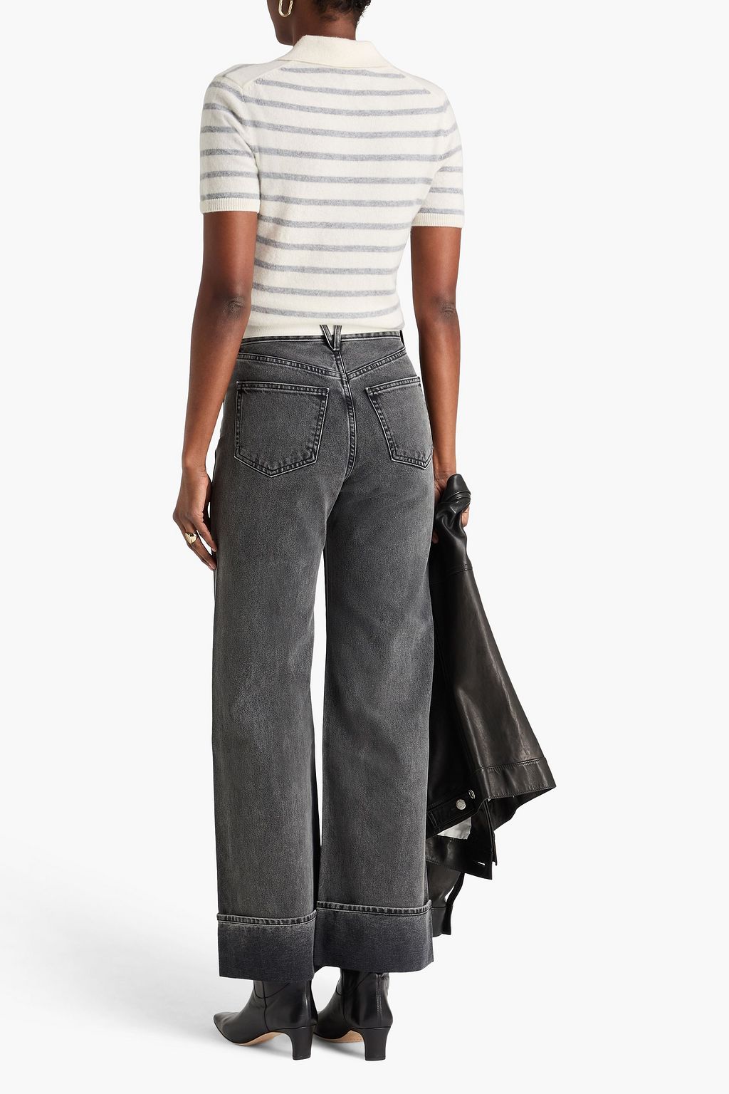 VERONICA BEARD Brandt striped cashmere polo sweater