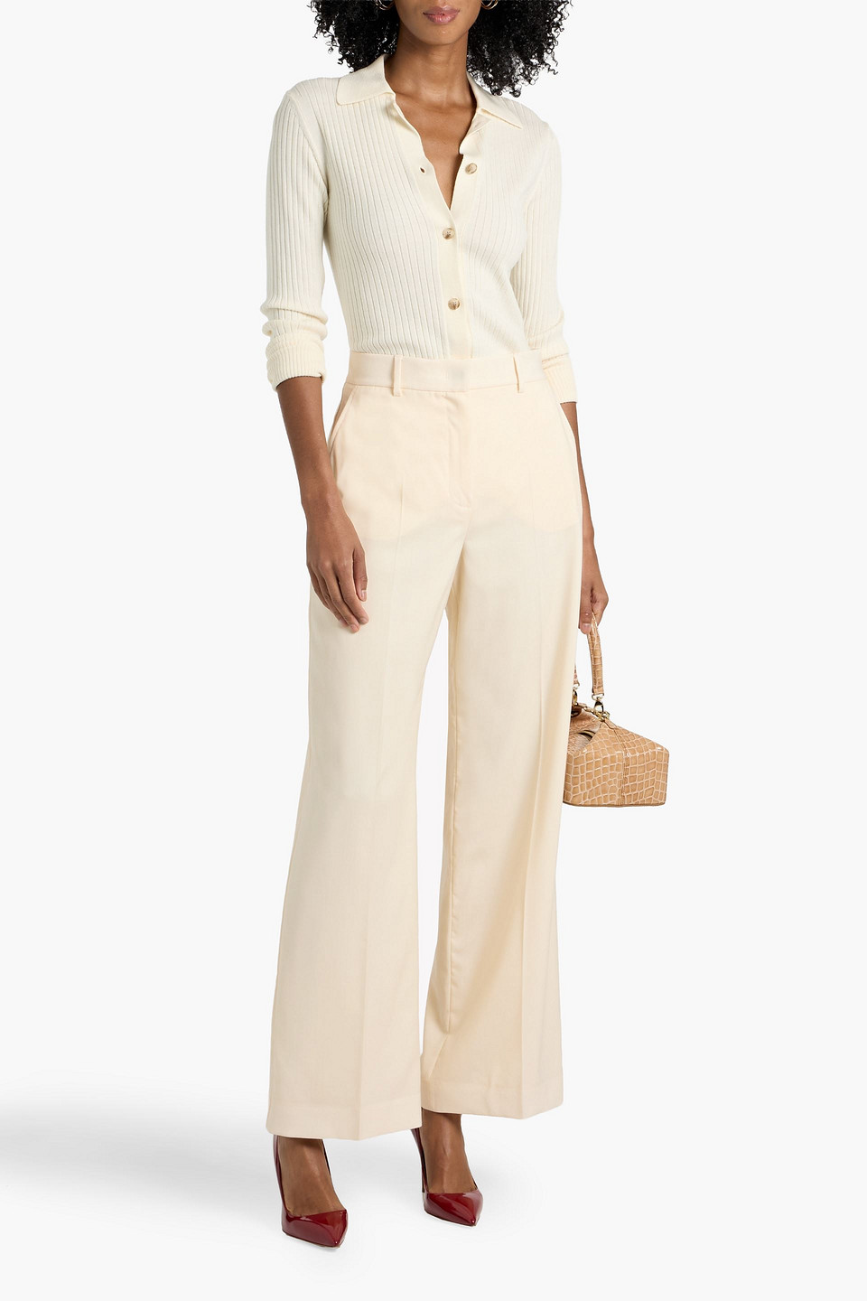 Weekend Max Mara Verdun Wool-crepe Wide-leg Pants In Sand