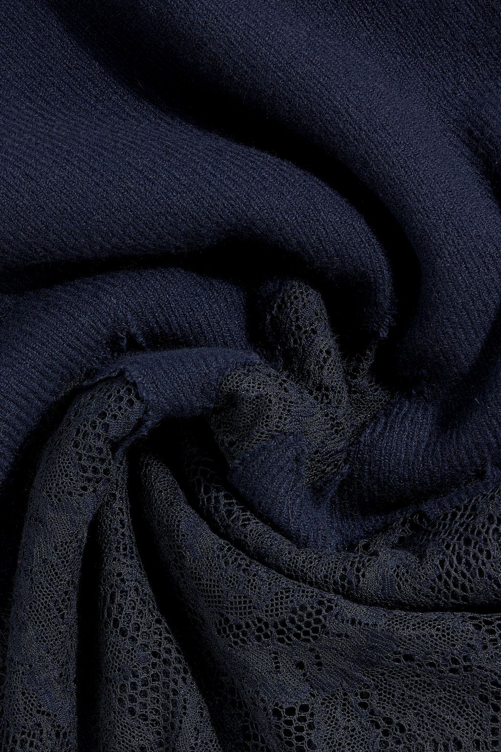 VALENTINO GARAVANI Lace-paneled cashmere scarf