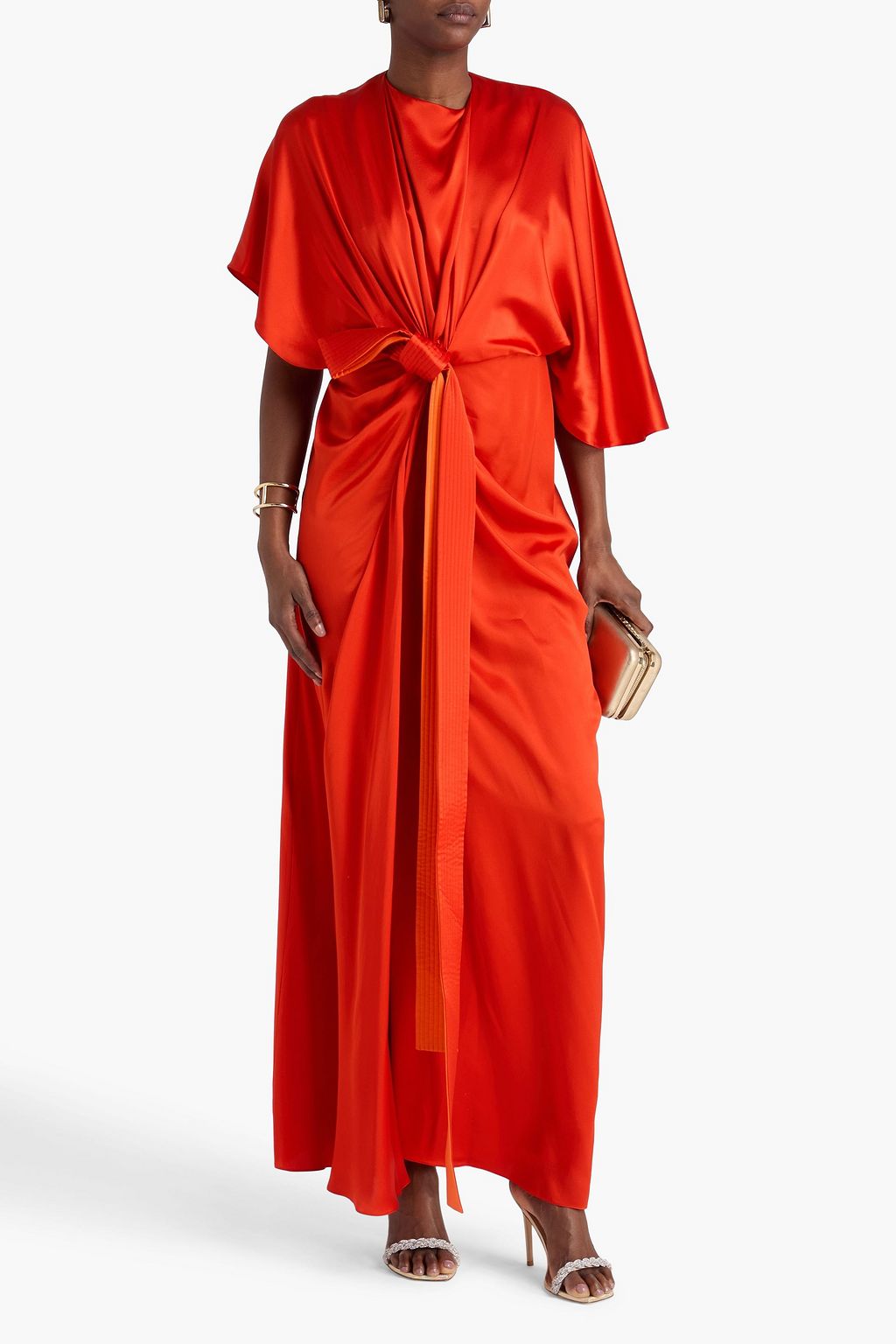 ROKSANDA Hierys tie-detailed silk-satin maxi dress