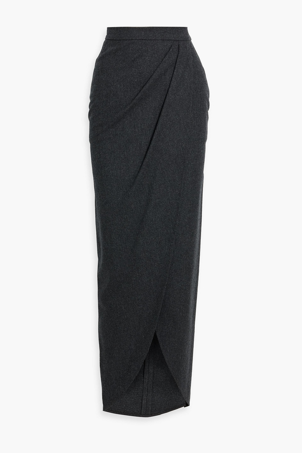 Max Mara Aprile Wrap-effect Wool-blend Flannel Maxi Skirt In Gray