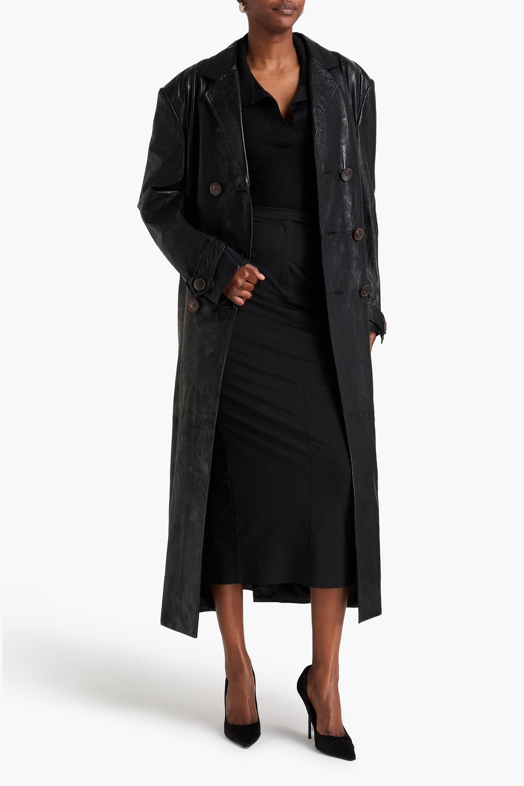 ALESSANDRA RICH Double-breasted leather coat