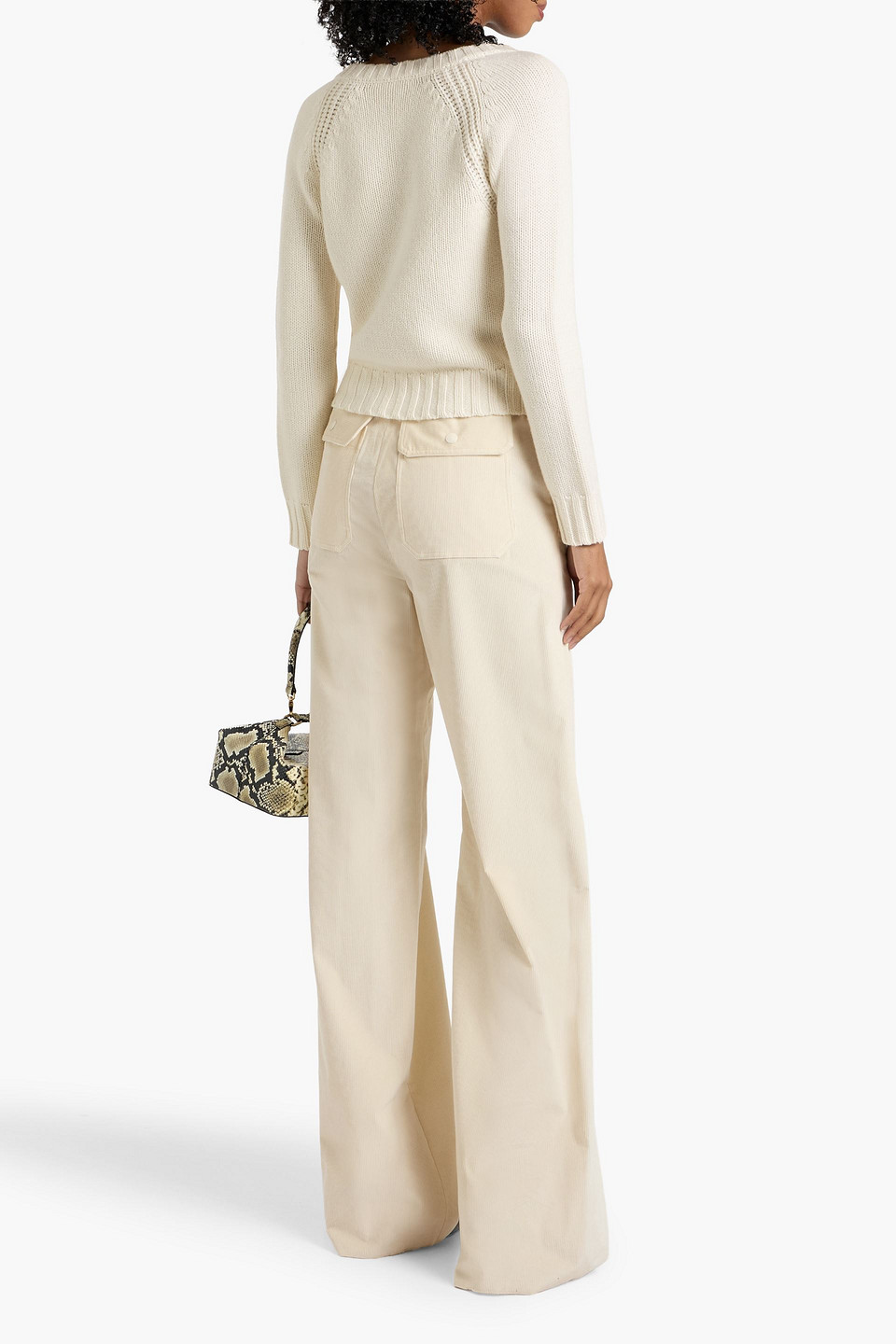 Max Mara Cancan Cable-knit Cashmere Sweater In White