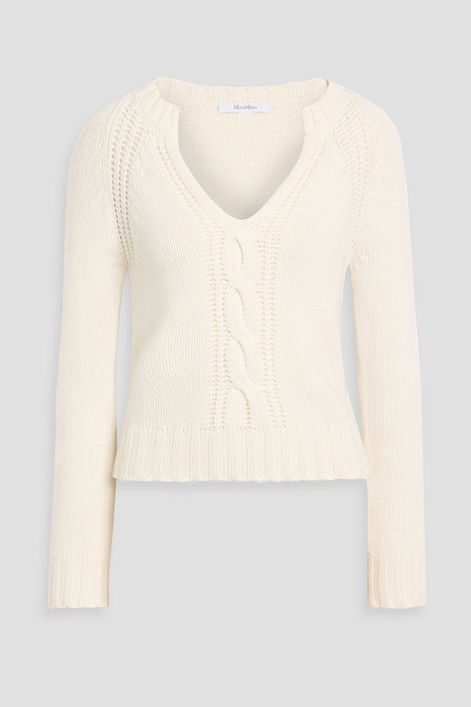 Max Mara Cancan Cable-knit Cashmere Sweater In White