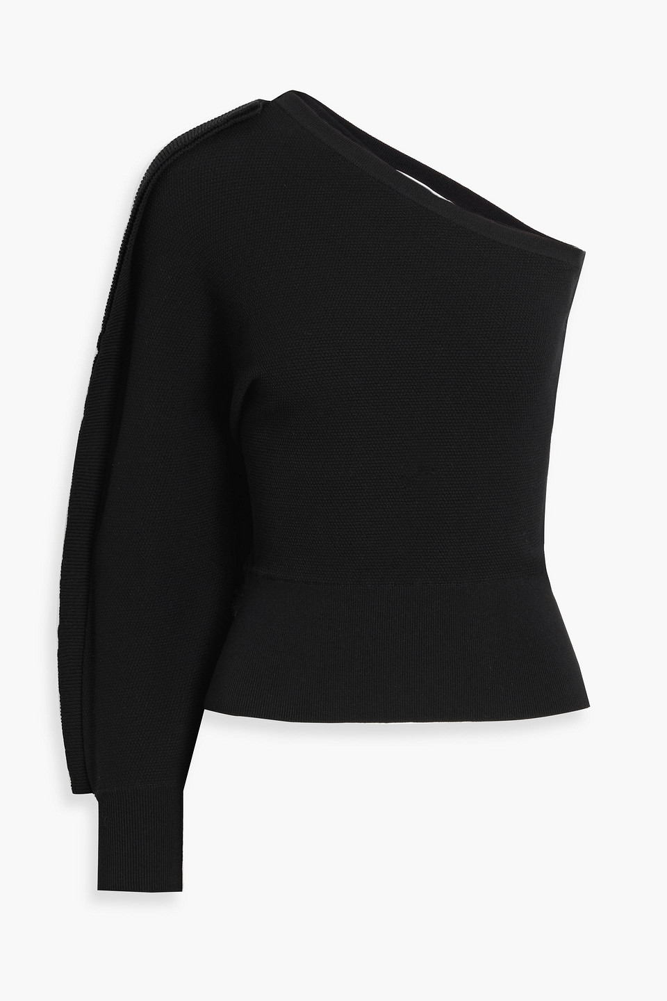 Max Mara Markus One-sleeve Textured-knit Sweater In Black