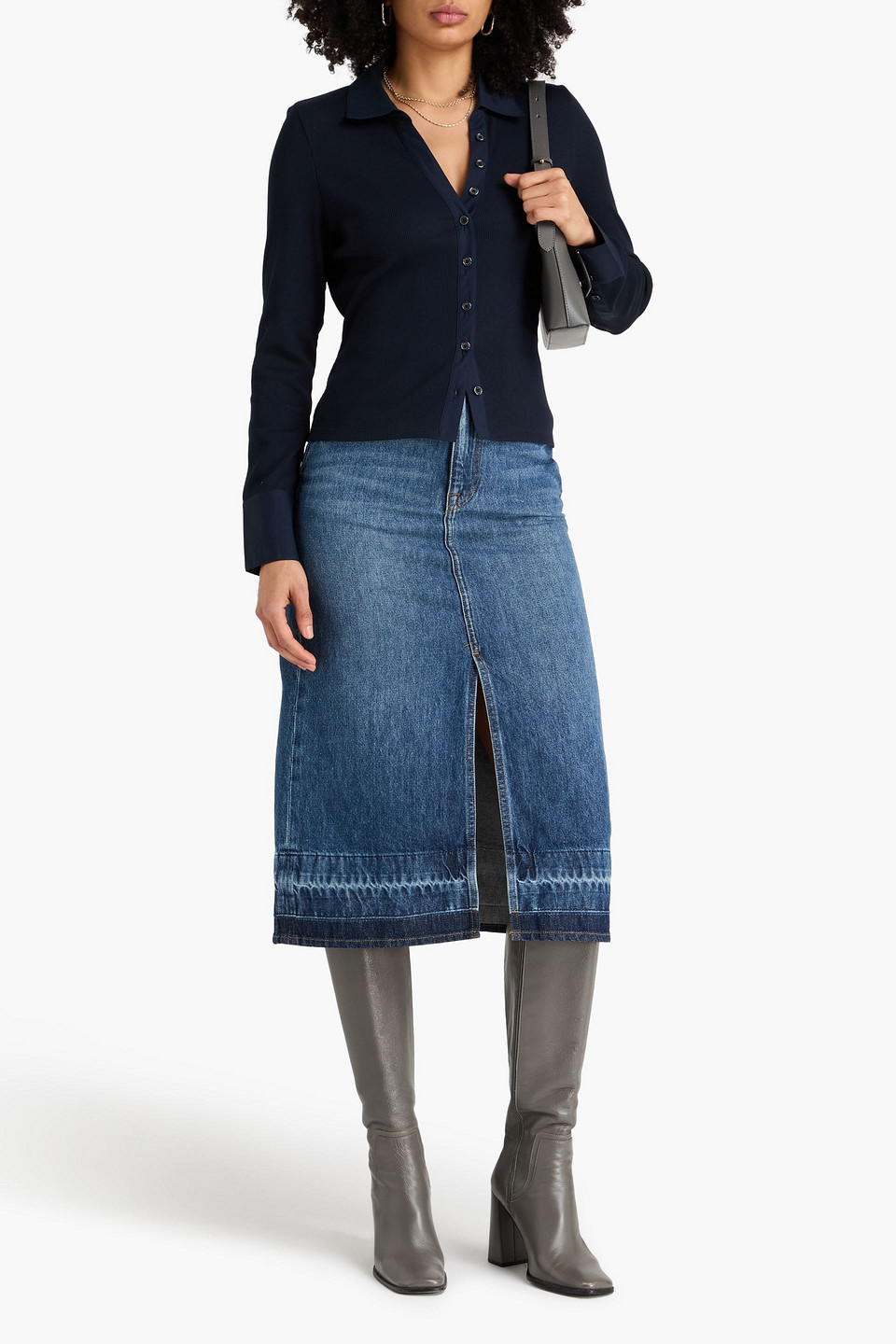 Veronica Beard Scottie Pima Cotton-blend Polo Shirt In Blue